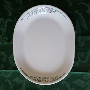 Corelle ROSEMARIE Serving Platter Tray 12" White with Green & Mauve Floral 1995